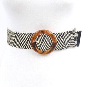 BNWT Brand New Resin Buckle Faux Straw Elastic Belt Stretch Belt